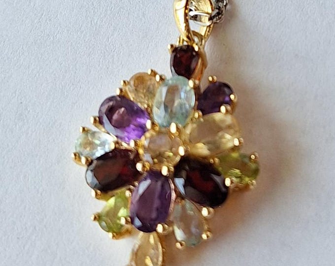 Colorful Natural Gemstone Vermeil Pendant