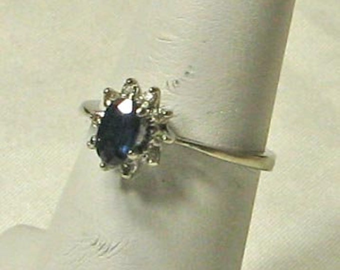 Natural Sapphire and Diamond White Gold Ring