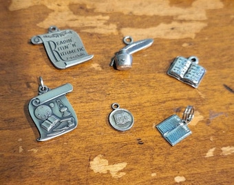 Sterling Silver Charm Education Bible Book Scribe