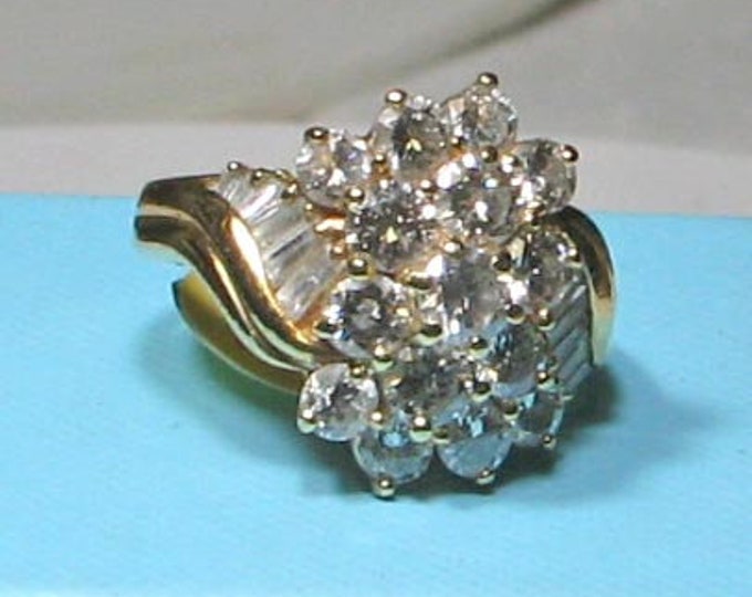 Vintage 80s Diamond Cocktail Ring 2.25 Carat Twt