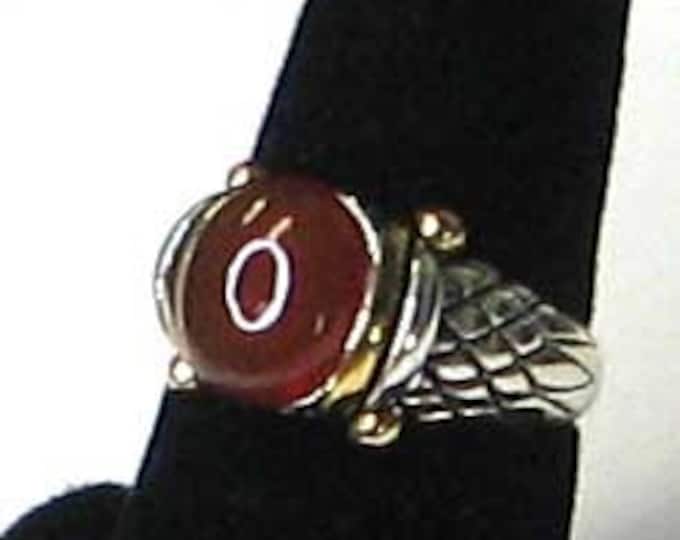 Sterling Silver Vermeil Carnelian Textured Ring