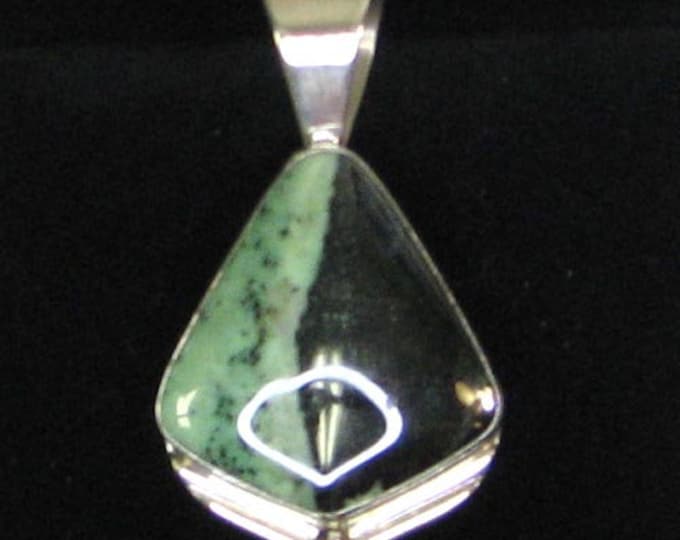 Green and Black Jasper Sterling Silver Pendant