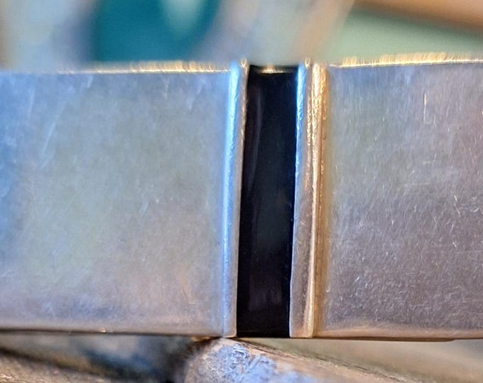 Sterling Silver Money Clip with Channel Set Onyx Band