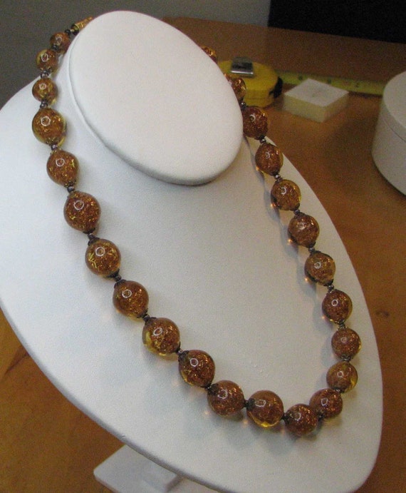 GOLDEN SPARKLE VENETIAN Glass Bead Necklace