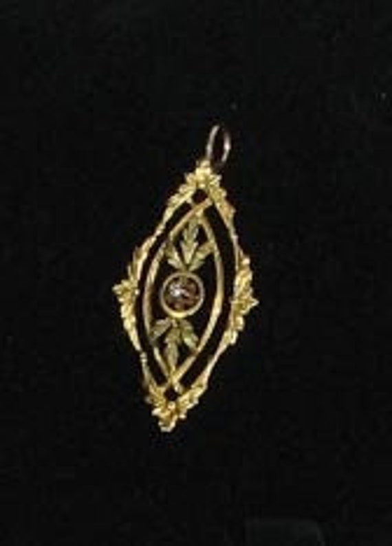 Vintage Victorian Green and Yellow Gold Diamond Pe