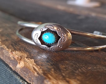 Carolyn Pollack Sterling Shadowbox Turquoise Cuff Bracelet