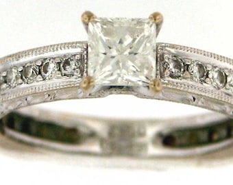 CERTIFIED Half Carat Engagement Ring with Diamond Band