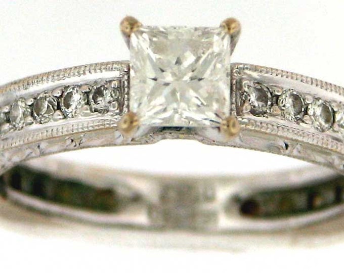 CERTIFIED Half Carat Engagement Ring with Diamond Band