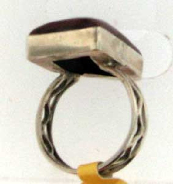 Auburn Colored Amber Freeform Sterling Silver Ring - image 6