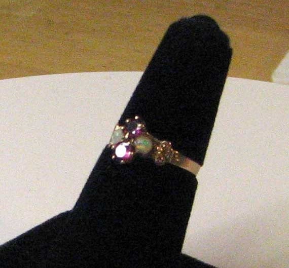 Vintage Victorian Garnet and Opal Ring - image 1