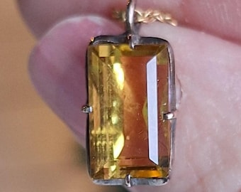 Vintage Citrine Pendant with Gold Filled Chain