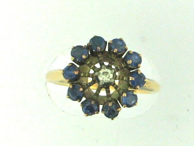 Anel de diamante e safira natural eduardiano vintage não aquecido imagem 9