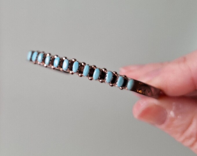 Zuni Petit Point Sterling Silver Turquoise Bracelet