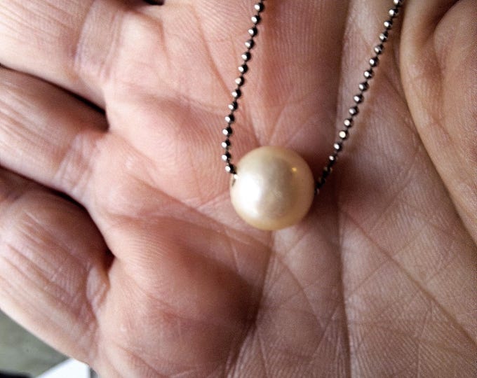Sterling Silver Ball Chain with Large Cultured Pearl