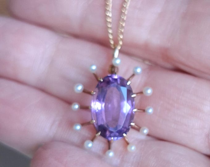 Vintage Edwardian Amethyst and Pearl Pendant