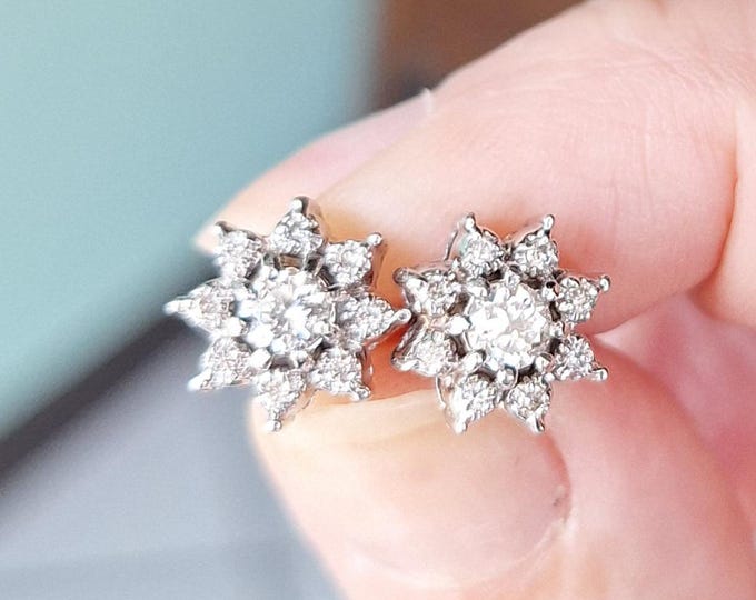 Beautiful Starry Half Carat+ White Gold Natural Diamond Earrings