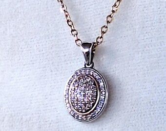 Small 14K White and Yellow Gold Diamond Pendant