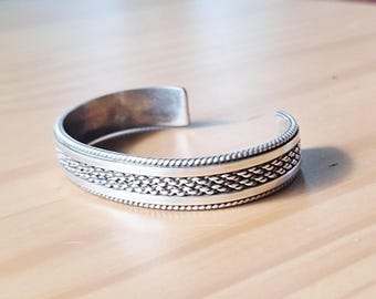 Sterling Silver Elaine Tahe Navajo Textured Cuff Bracelet