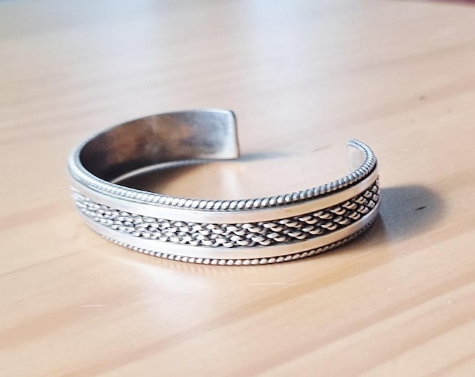 Sterling Silver Elaine Tahe Navajo Textured Cuff Bracelet
