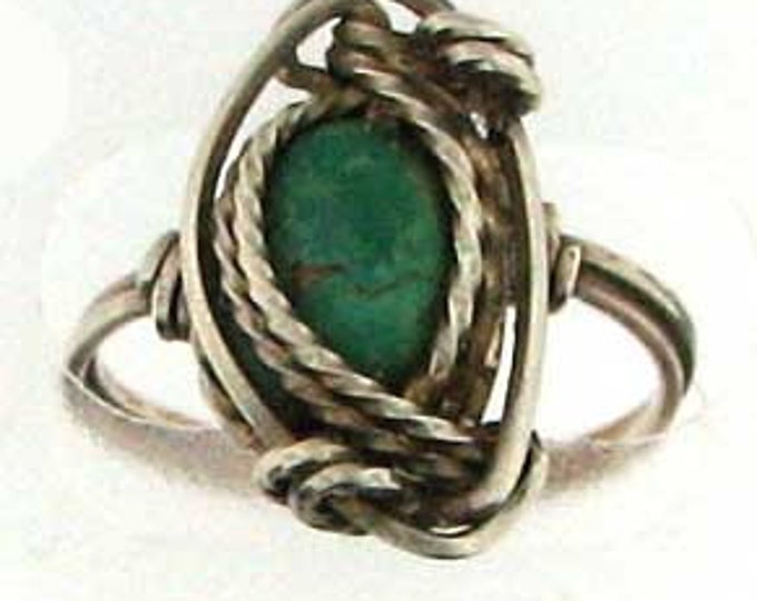 TURQUOISE SILVER WIRE Artisan Ring