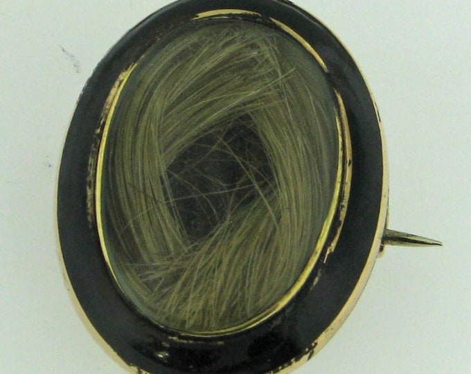 Vintage Victorian Gold Enameled Hair Brooch