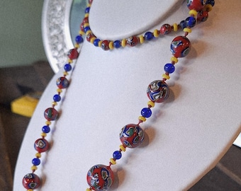 Colorful 30 Inch Millefiori Venetian Graduated Beads