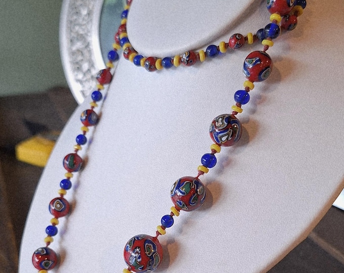 Colorful 30 Inch Millefiori Venetian Graduated Beads