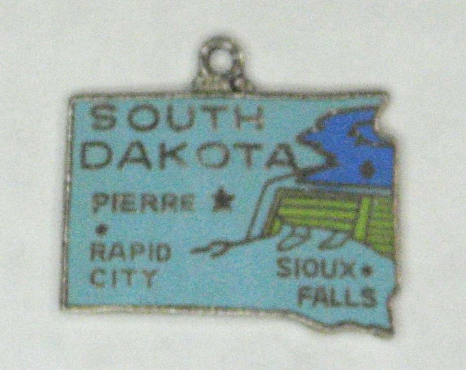 Sterling Silver South Dakota Map Charm Pendant