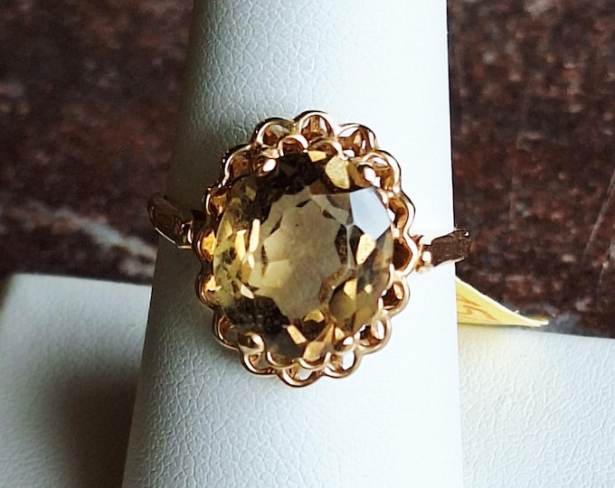 Golden Smokey Quartz Set in Gold