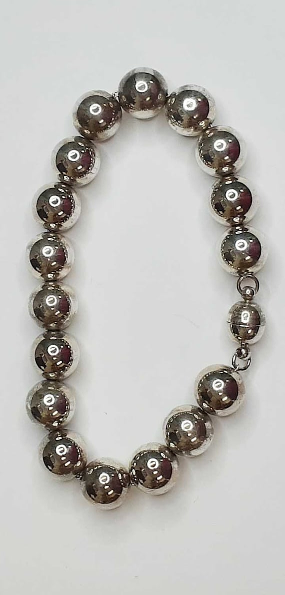 8 inch Sterling Beaded Bracelet - image 1