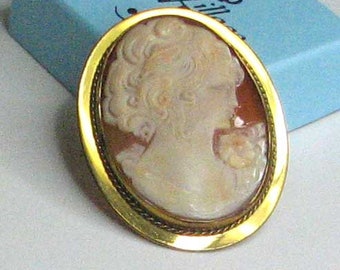 Vintage Gold Filled Cameo Brooch Pin Pendant