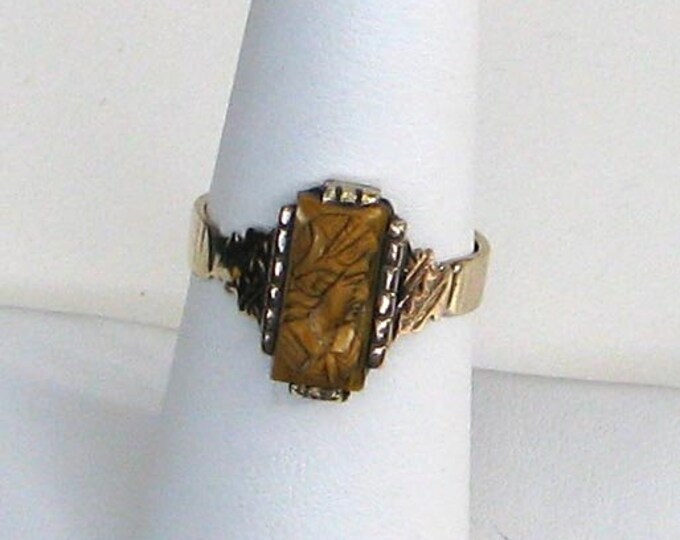 Vintage Gold Victorian Greek/Roman Revival Tiger Eye Ring