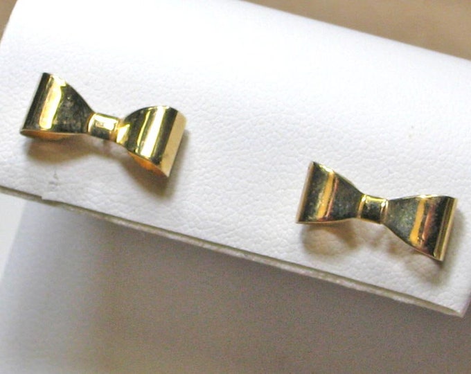 Vintage 14K Gold Mid Century Retro Bow Earrings