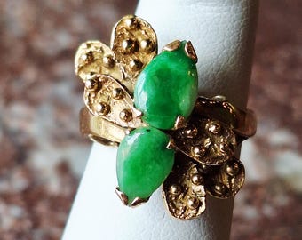 Vintage Yellow Gold Jadeite Jade Ring