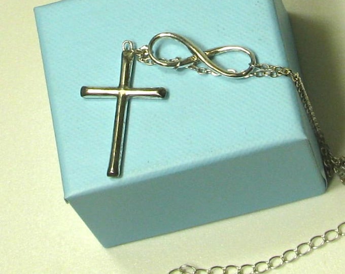 Sterling Silver Cross and Infinity Necklace