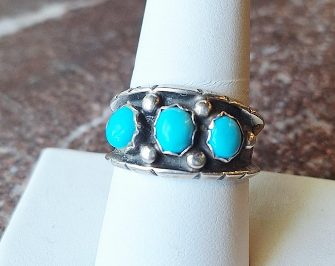 Sterling Silver Turquoise ML Native American Ring