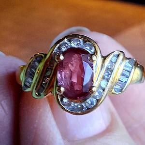 Vintage 80s Ruby and Diamond Bypass Ring