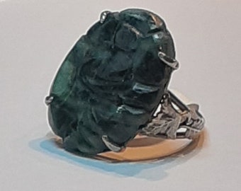 Vintage Art Deco Jadeite Jade Sterling Ring