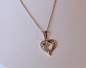 14K Yellow Gold Diamond Heart Pendant