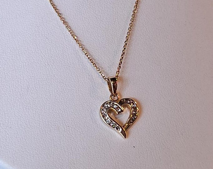 14K Yellow Gold Diamond Heart Pendant