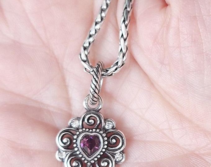 Sterling Silver Brighton Purple Heart Pendant with Chain