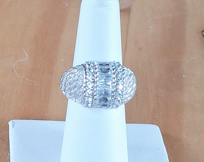 Judith Ripka Sterling Silver CZ Flashy Statement Ring