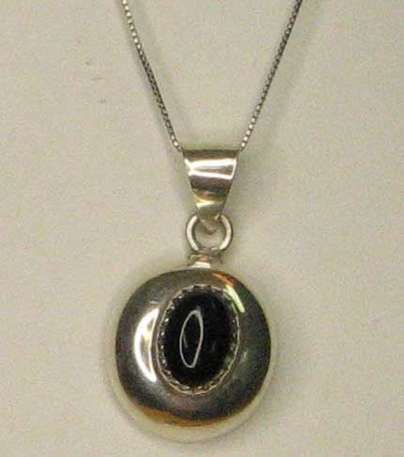 Native American Sterling Silver Onyx Pendant - image 1