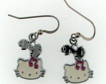 Hello Kitty Dangle Earrings with Musical Notes