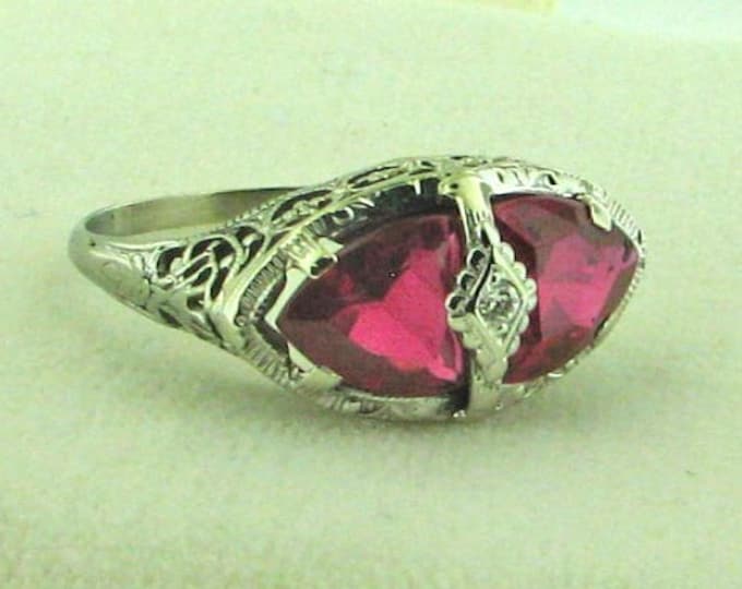 Vintage Art Deco White Gold Ruby Ring