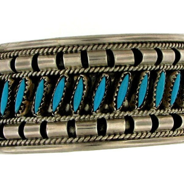 Vintage Zuni Silver Turquoise Cuff Bracelet