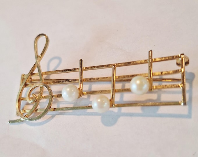 Vintage Danecraft Gold Filled Treble Clef and Notes Brooch