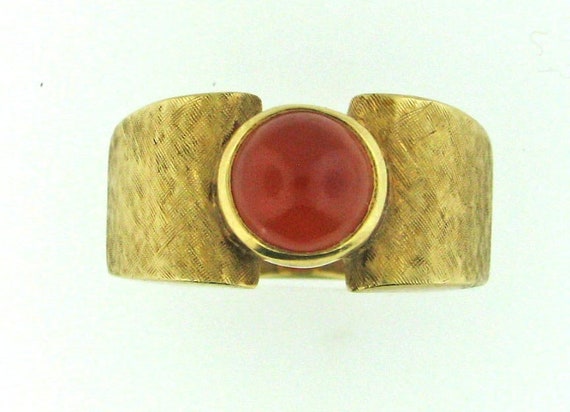 Vintage Mid Century Retro Carnelian Gold Ring - image 5