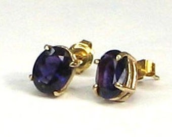 GORGEOUS DEEP PUPLE Amethyst Gold Earrings