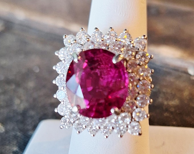 SHOCKLINGLY VIVID RUBELLITE and Diamond White Gold Ring